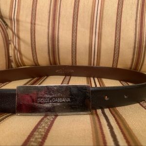 Vintage Dolce & Gabbana Silver Logo Buckle Belt